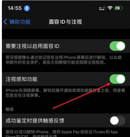 兰洋镇苹果14维修网点分享iPhone14注视感知功能有什么用 