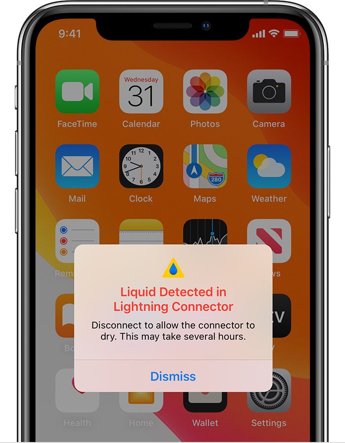 兰洋镇苹果手机维修分享iPhone 12 在充电时出现 “闪电接口检测到液体”的提示怎么办 